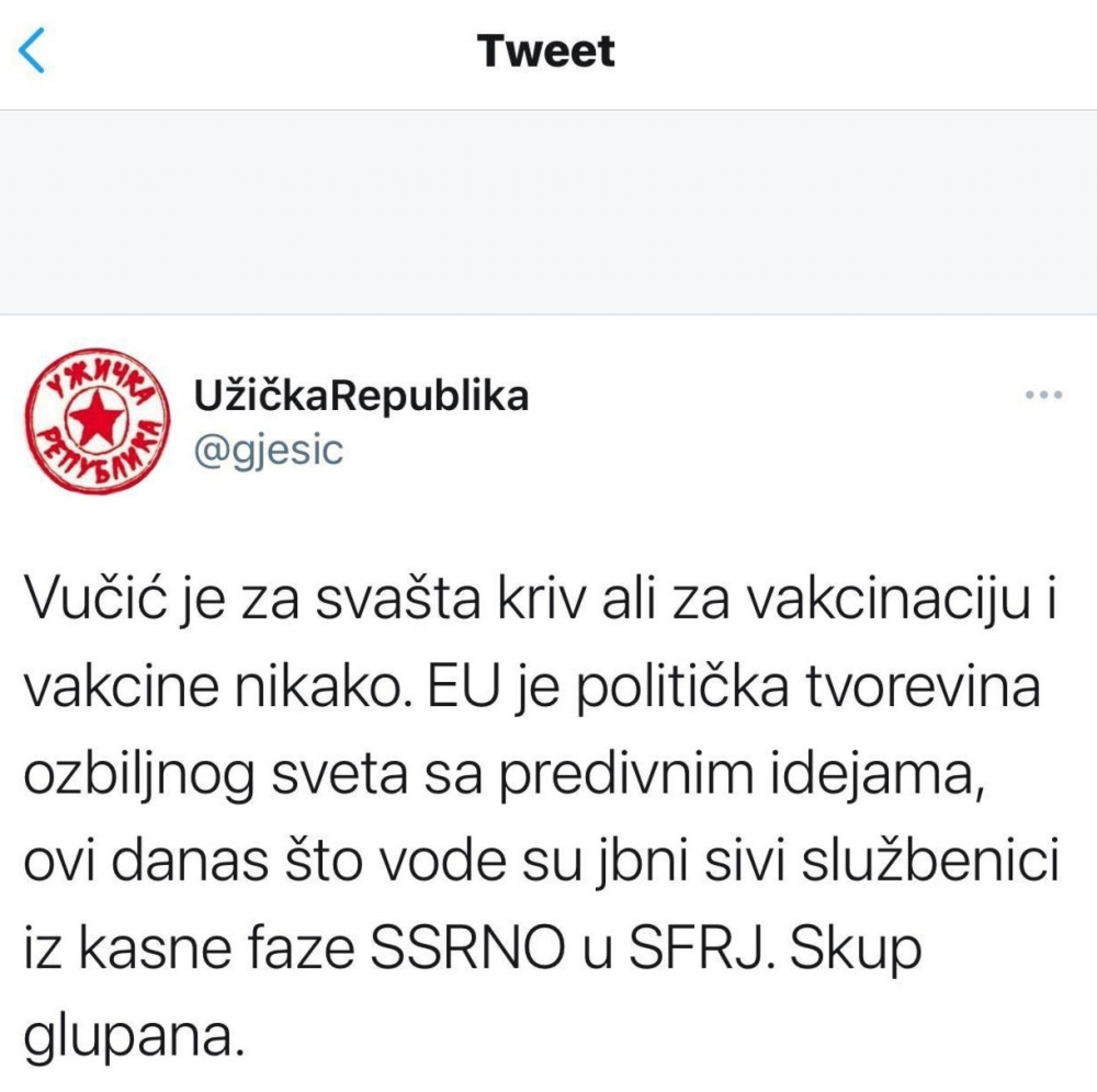 Objava Gorana Ješića