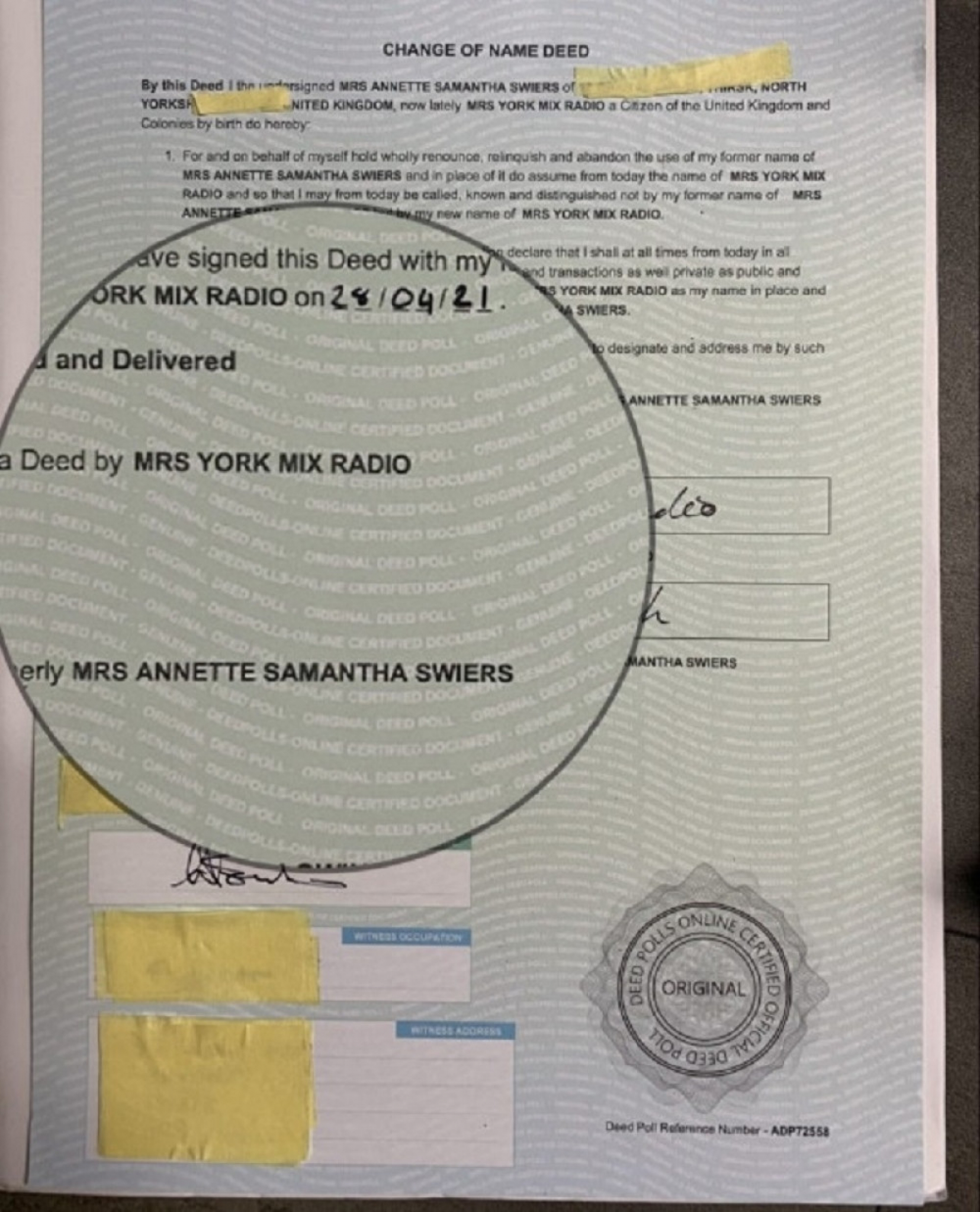 dokument, promena imena