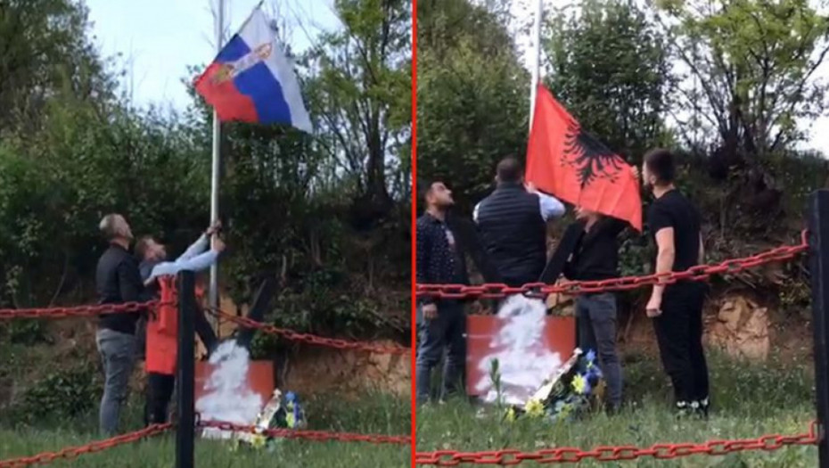 PROVOKACIJA Grupa Albanaca skinula srpsku zastavu i postavila albansku u Bujanovcu (VIDEO)