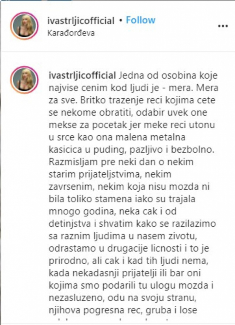 POGREŠNA REČ OSTAJE DUGO ZARIVENA U ČOVEKU: Iva Štrljić poslala poruku svima koji su je napustili (FOTO)