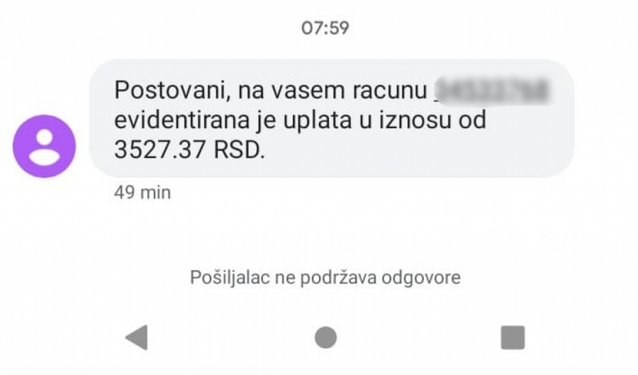 Ukoliko ste primili ovu poruku vi ste jedan od 630.000 srećnih građana Srbije