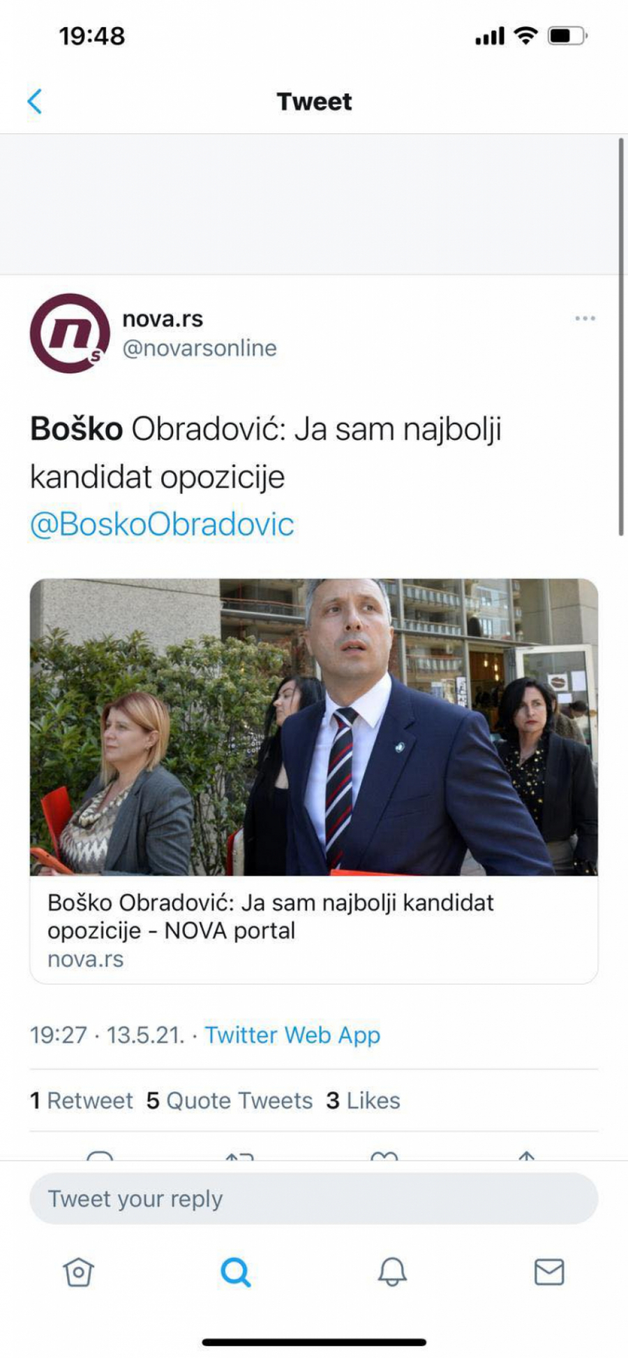 Boško Obradović:  Ja sam najbolji kandidat opozicije