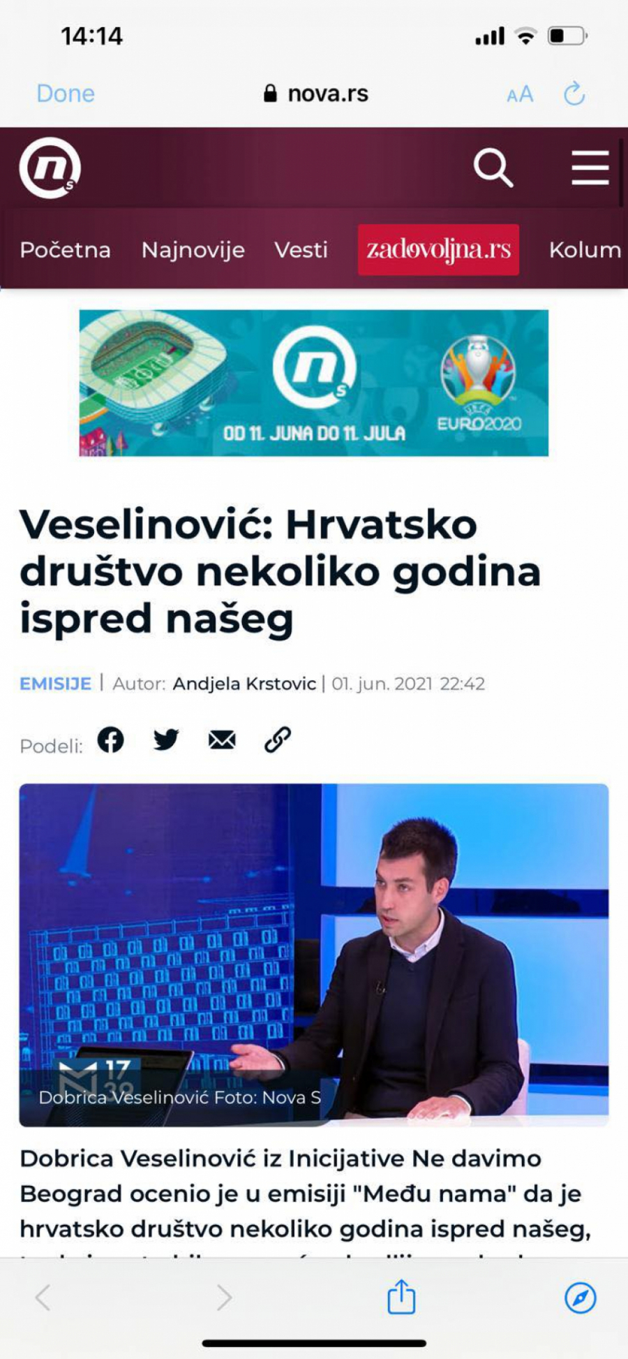 BRUKA VESELINOVIĆA Hrvati su napredni, Srbi su zaostali!