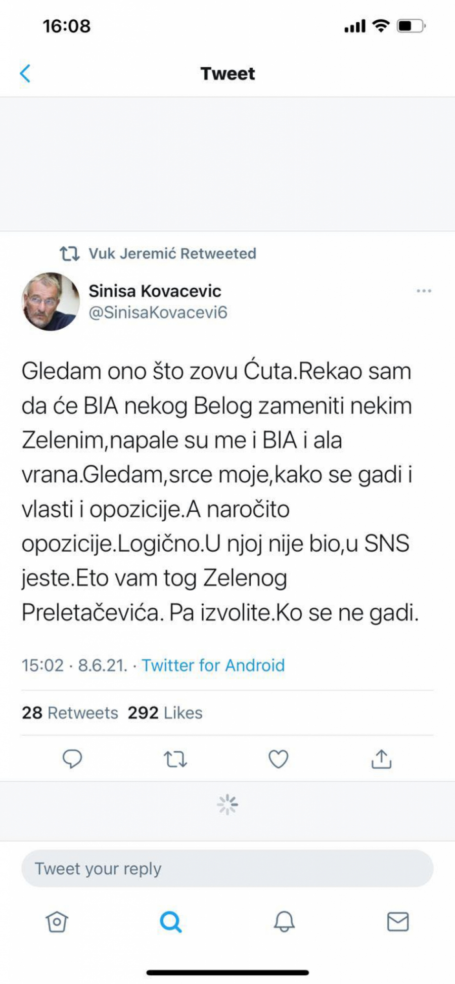 JEREMIĆ NAPAO ĆUTU Ti si novi Beli Preletačević! (FOTO)