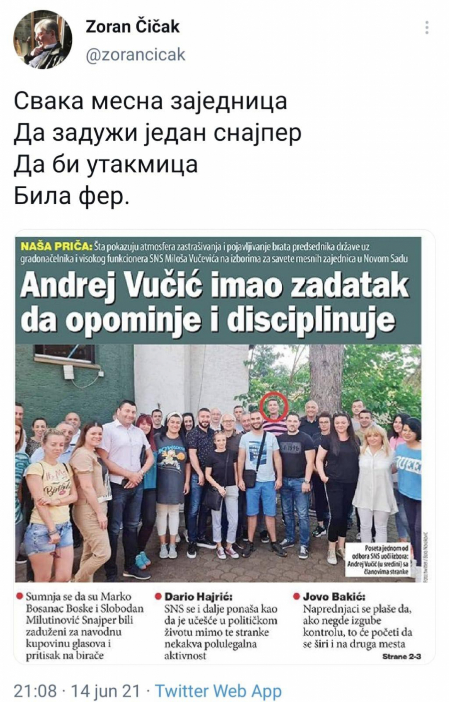 JEZIVO Đilasovac poziva na ubistvo Andreja Vučića! Svi po snajper! (FOTO)