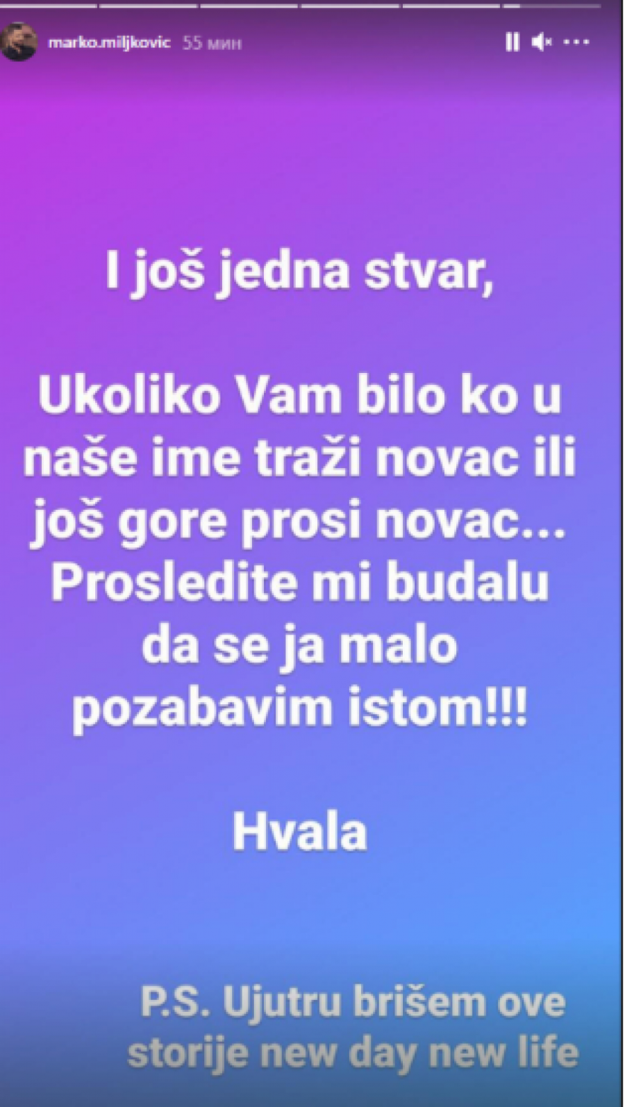 NAKON VESTI DA IM SAMOHRANA MAJKA ŠALJE NOVAC Marko Miljković besan poručio: 