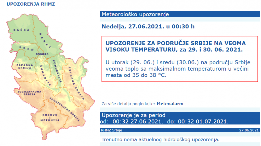 PROGNOZA ZA NAREDNIH 7 DANA: Čekaju nas +40 temperature, ali i obrt - RHMZ objavio upozorenje