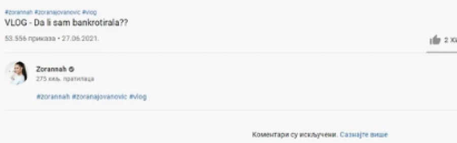 NAKON BANKROTA ZORANNAH POVUKLA NEOČEKIVAN POTEZ Jutjuberka i najvernijim fanovima udarila zabranu, više ni ovako neće moći da komuniciraju sa njom (FOTO)