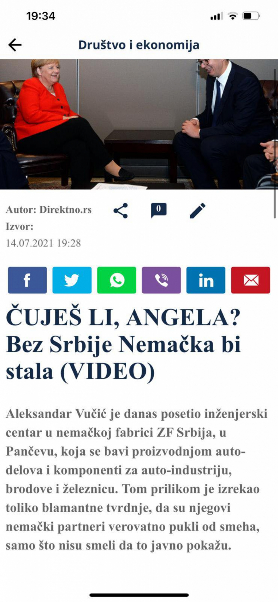 ĐILASOV PORTAL NAPAO PREDSEDNIKA SRBIJE Smeta im Vučić, jer hvali srpske inženjere, u sve upleli Angelu Merkel
