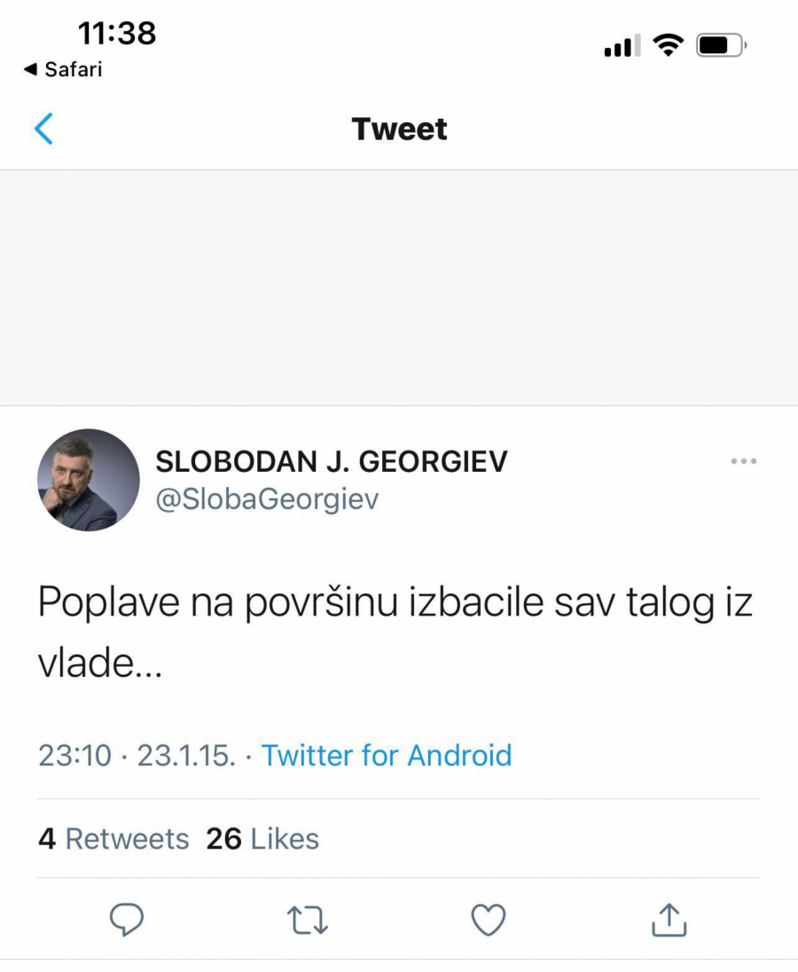 LICEMERNI ĐILASOV UREDNIK Kad su Srbiju zadesile poplave 2014., pljuvao državu, sad okrenuo ploču kad se ne dešava kod nas