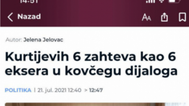 ĐILASOV SAJT TEŠKOM MUKOM PRIZNAO Dijalog u Briselu je uništio Aljbin  Kurti! (FOTO)