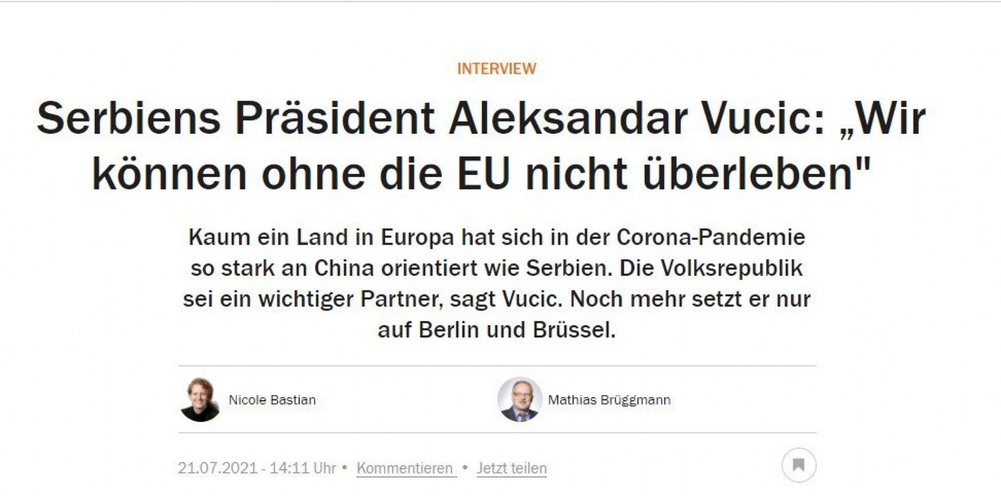 Predsednik Vučić za nemački 