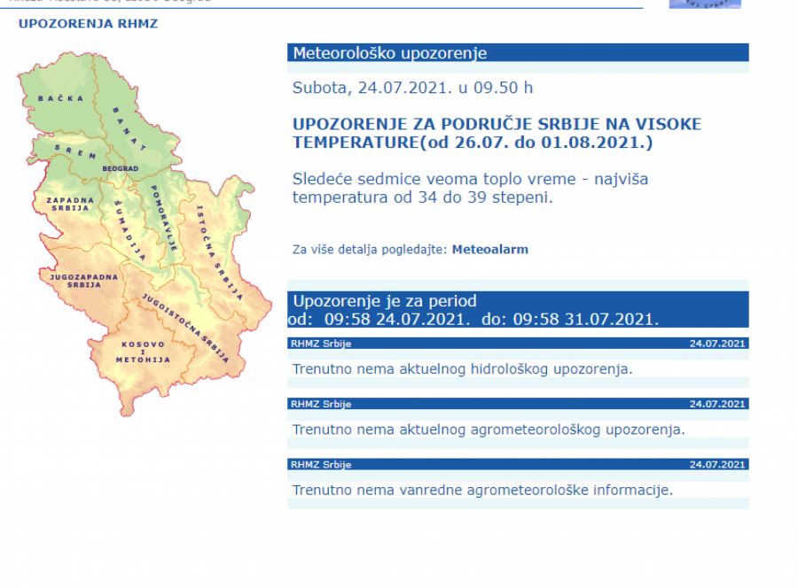 NAJNOVIJA PROGNOZA: RHMZ izdao upozorenje, gorećemo, čeka nas pakao!