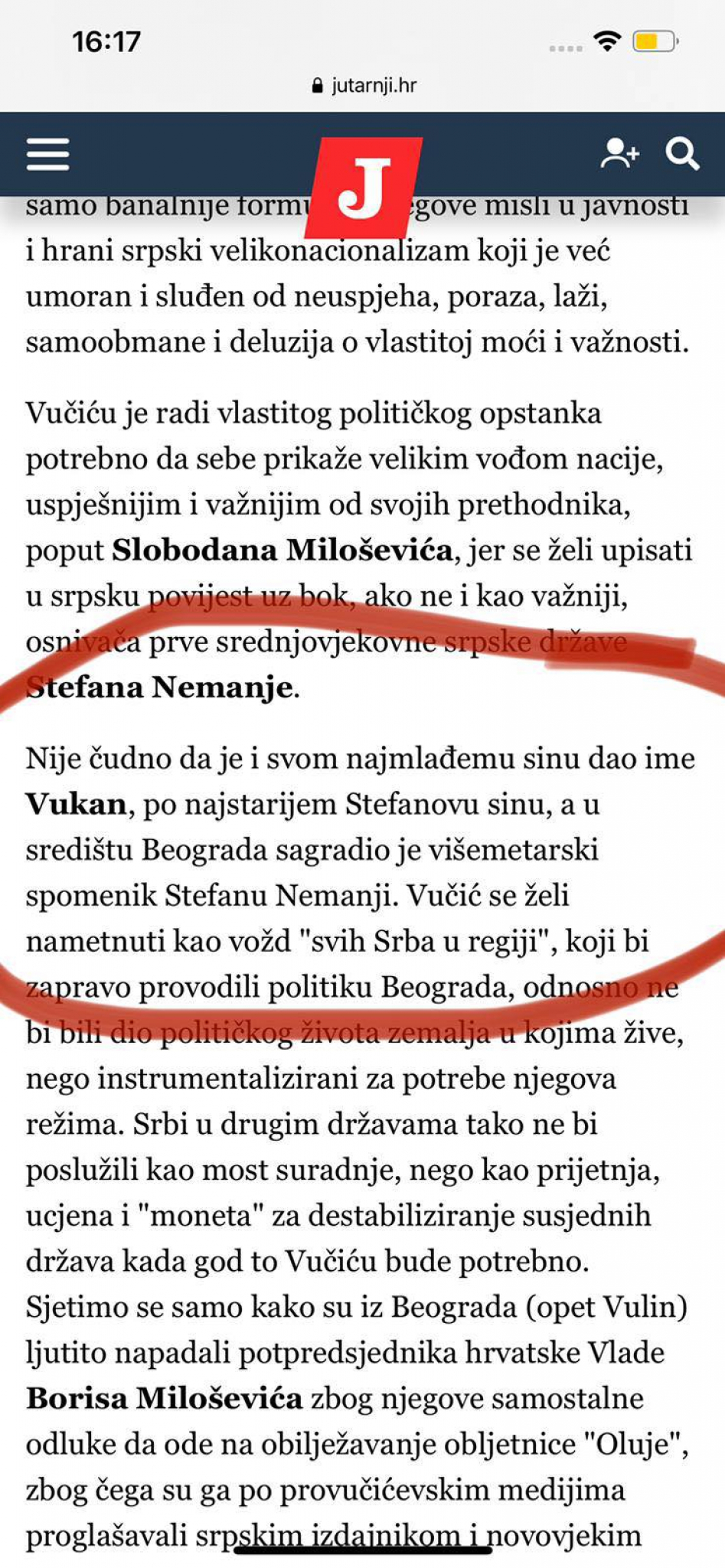GDE ĆE USTAŠE DA UDARE, NEGO NA DECU Hrvatski mediji gore, srpska istorija trn u ustaškom oku: Vučiću, što si sina nazvao Vukan?