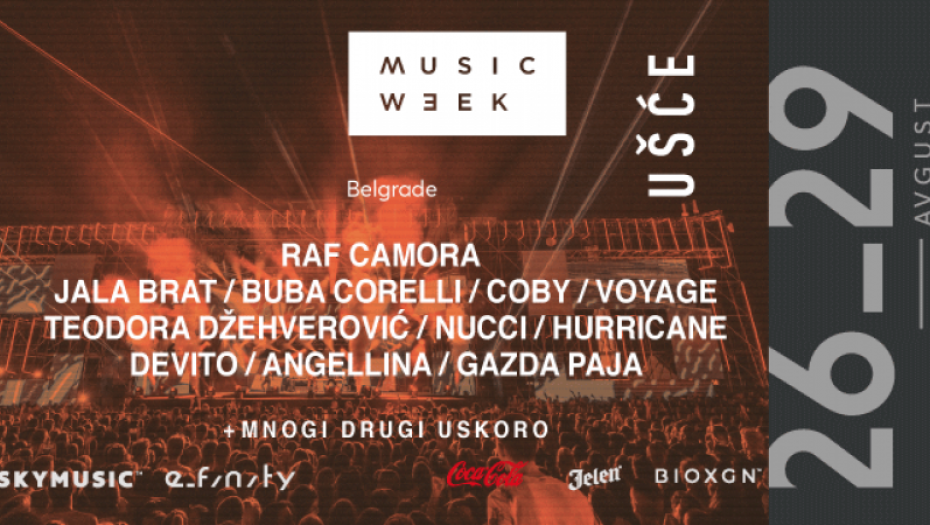 Apsolutni lideri muzičke scene na Music Week-u:  Coby, Buba Corelli, Jala Brat, RAF Camora, Teodora Džehverović, Hurricane i mnogi drugi u avgustu na Ušću!