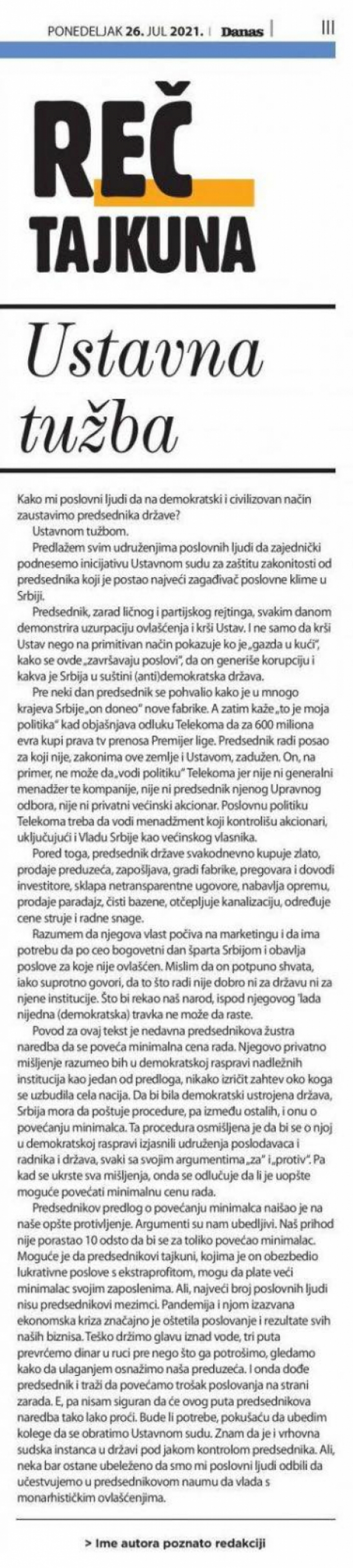 Tajkuni udaraju na Vučića jer štiti radnike i njihove porodice!