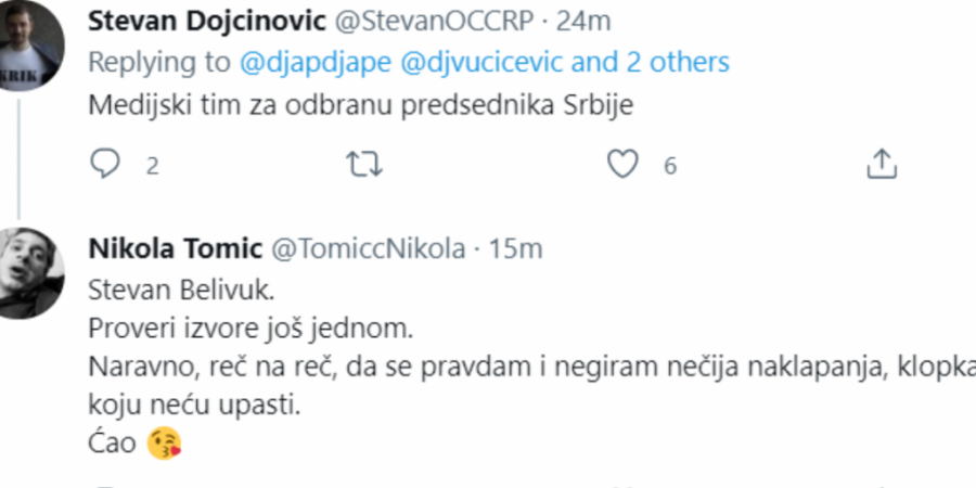 Nikola Tomić se obratio Dojčinoviću: Ti si Stevan Belivuk! (FOTO)