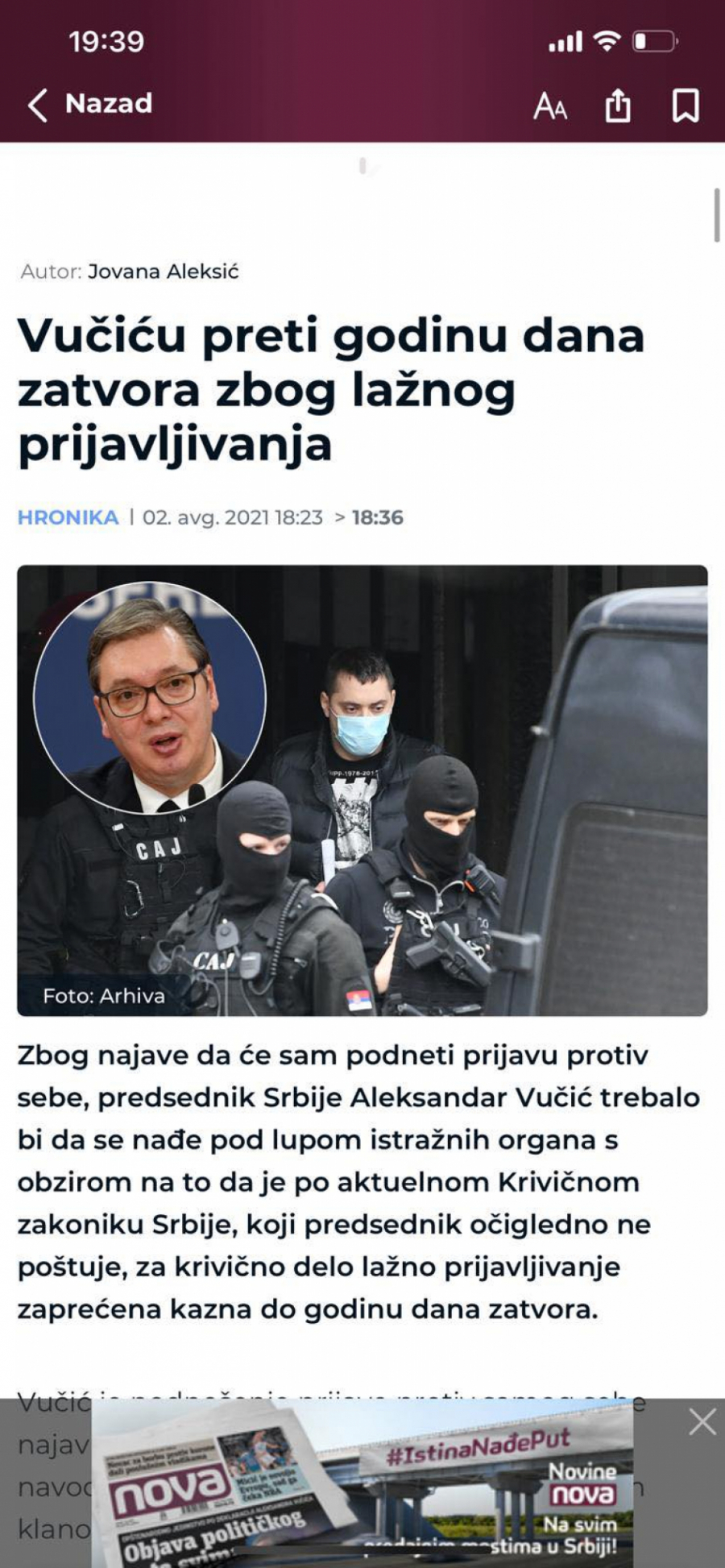 ZAO PLAN SPREMAN DUGO Vučića da strpamo u zatvor na godinu dana