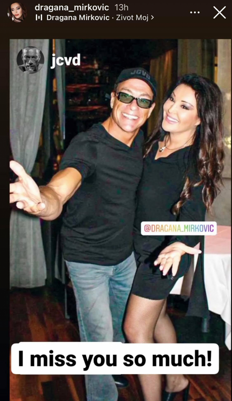 DRAGANA MIRKOVIĆ POSLALA PORUKU HOLIVUDSKOM GLUMCU Nedostaješ mi, toliko!