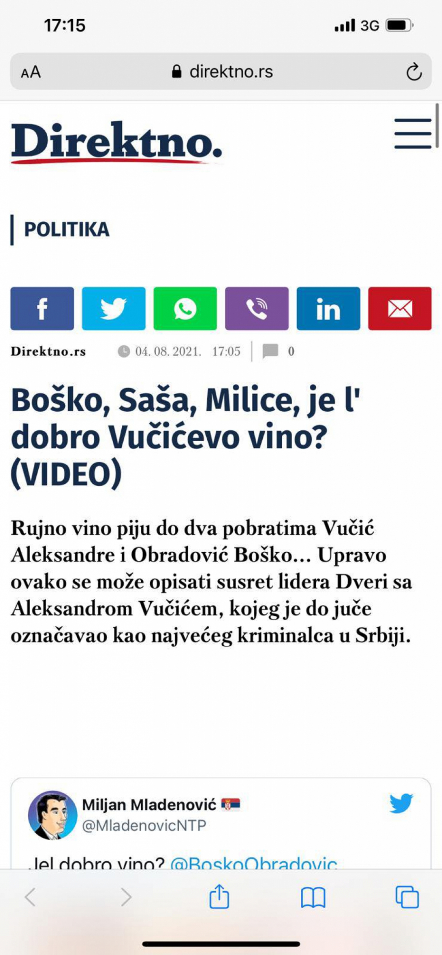 JEL' DOBRO VUČIĆEVO VINO? Đilas danas totalno pobesneo, pa dao hitno naređenje