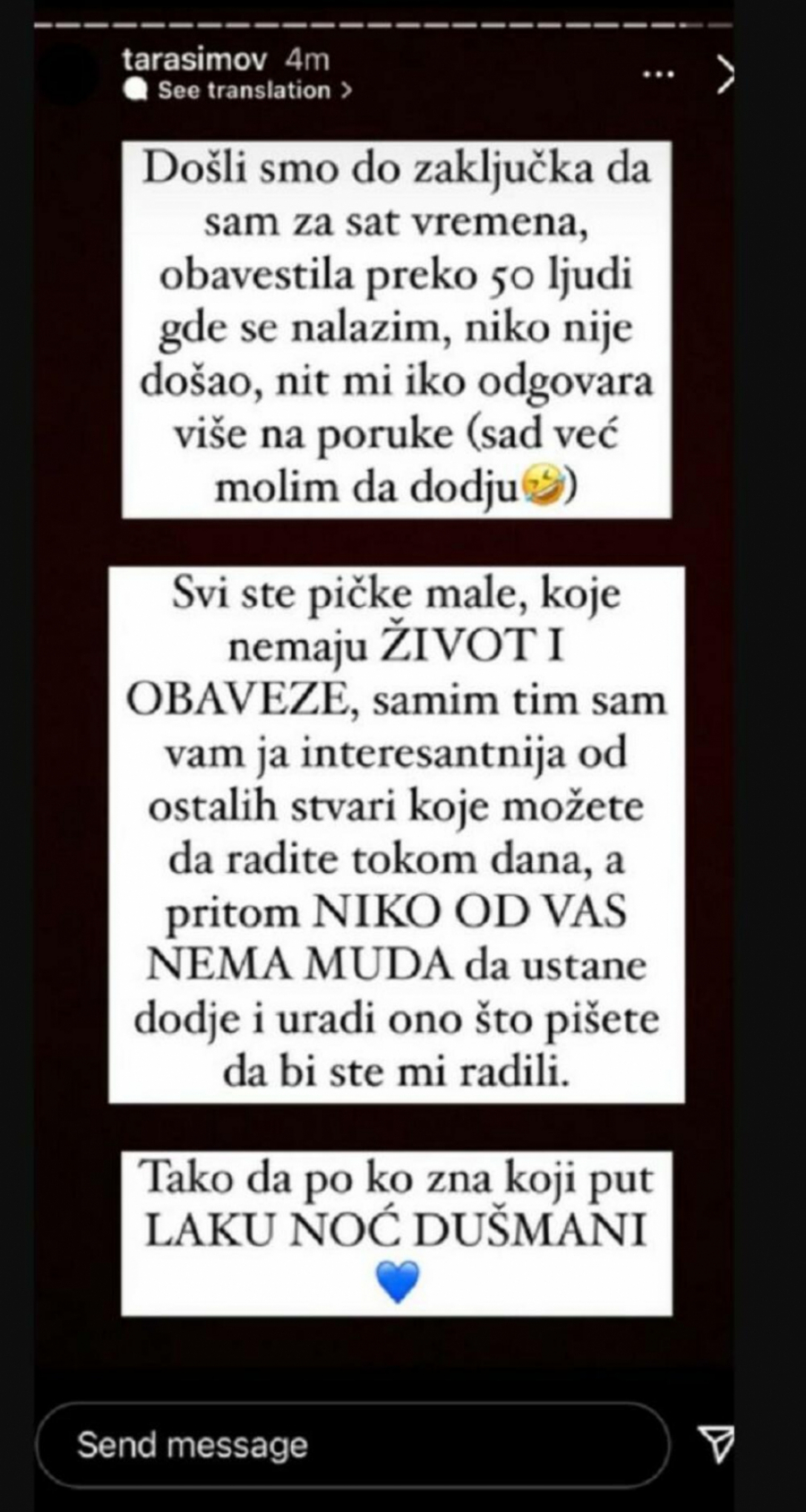 OBJAVILA PREPISKE, PA SVE IZBRISALA! Tara Simov zvala ljude na obračun, problematična zadrugarka ne može da podnese više negativne komentare! (FOTO)