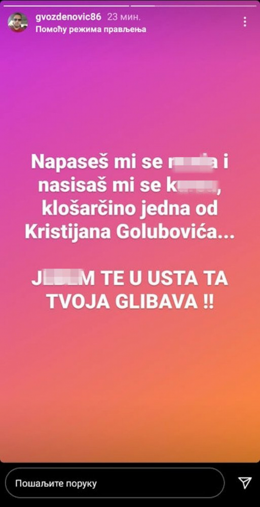 JE*EM TE U USTA GLIBAVA, KLOŠARU JEDAN! Oglasio se Mišelov brat i isprozivao Kristijana, otkrio da je Golubović bez prebijene pare i švorc!