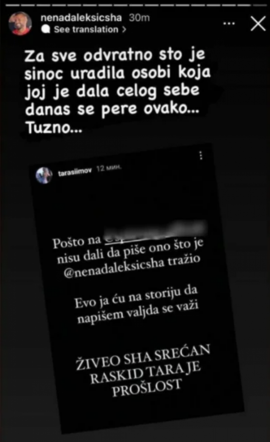 TARA ISPROZIVALA ŠA, ON JOJ ODGOVORIO JOŠ GORE Čestitaju raskid jedno drugom