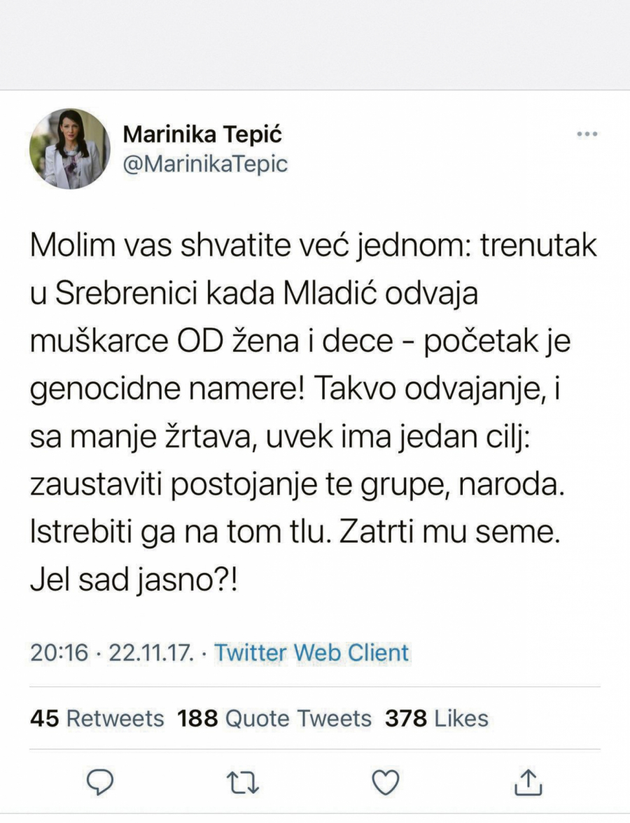 MRZI NAROD KOJIM BI DA VLADA Marinika ponovila: 