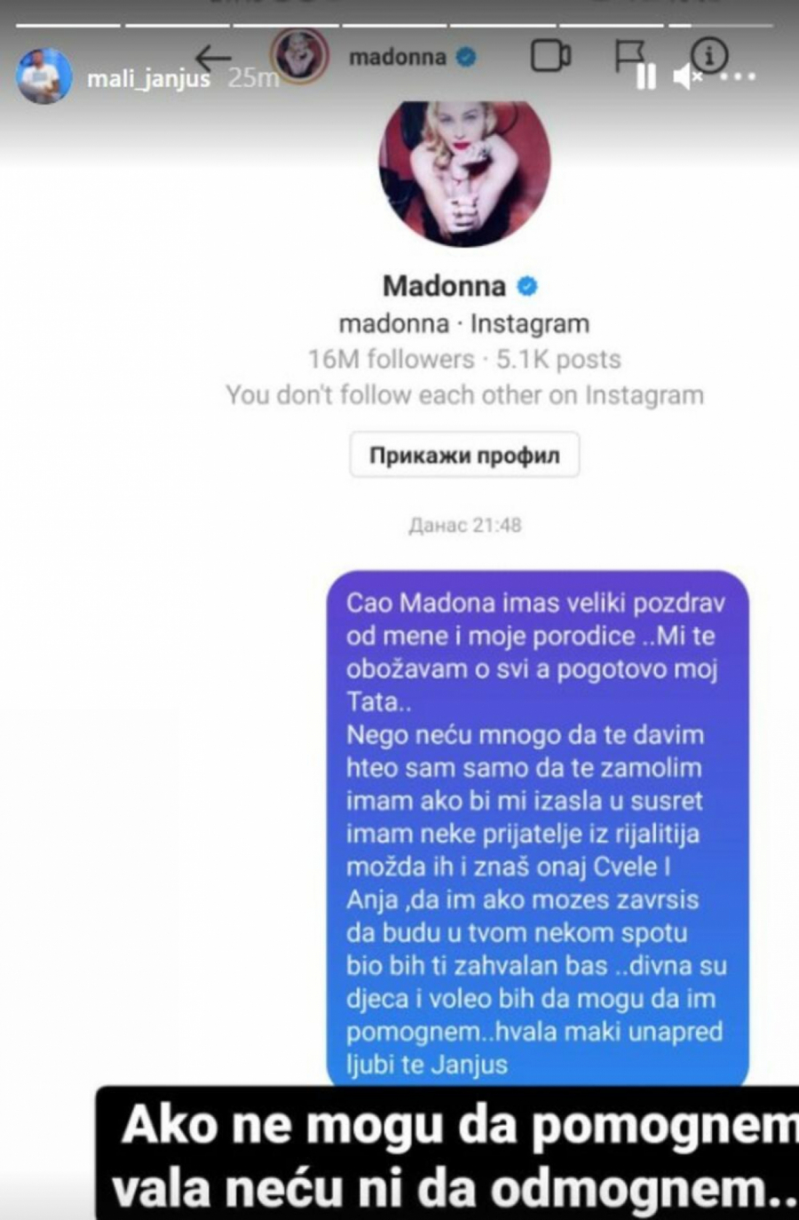 HVALA TI UNAPRED! Janjuš obelodanio poruke koje je uputio poznatoj pevačici, zamolio je jednu stvar koja će vas nasmejati do suza! (FOTO)