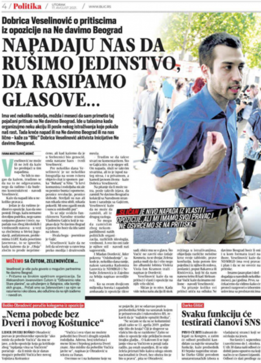 DOBRICA VESELINOVIĆ: Nema saradnje sa Jeremićem, Đilas huška kuma Mlađu na nas čim nam skoči rejting (FOTO)