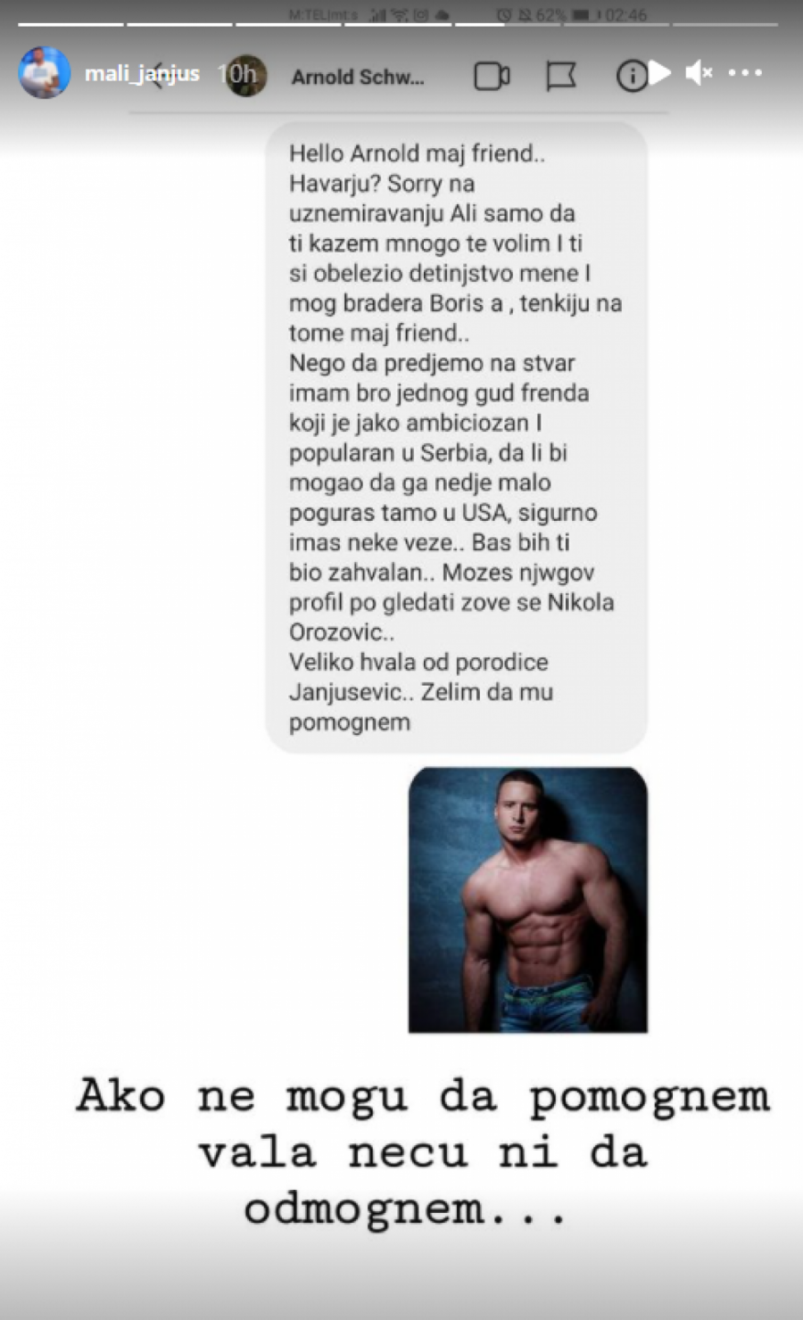 JANJUŠ MOLI DŽASTINA I ARNOLDA ZA POMOĆ Marko poslao poruku slavnim ličnostima, svi plaču od smeha!