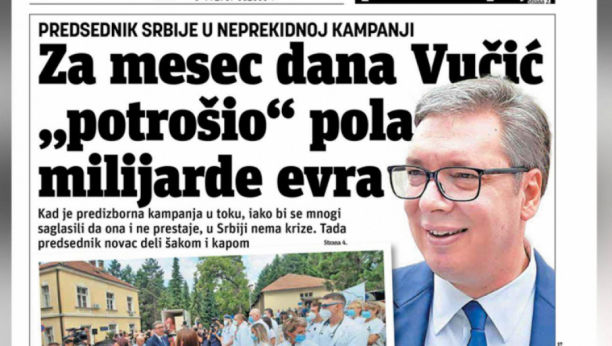 Đilas svojom novinom poručuje Vučiću: Da sam ja predsednik gurnuo bih i tih pola milijarde u džep, a ne u narodne projekte!