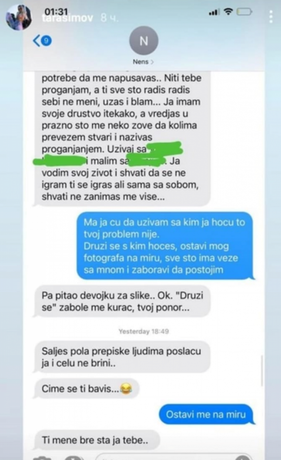 TRAŽILA ZABRANU PRILASKA ZA ŠA Tara Simov objavila dokaz da je Nenad progoni, objavila neviđene prepiske!
