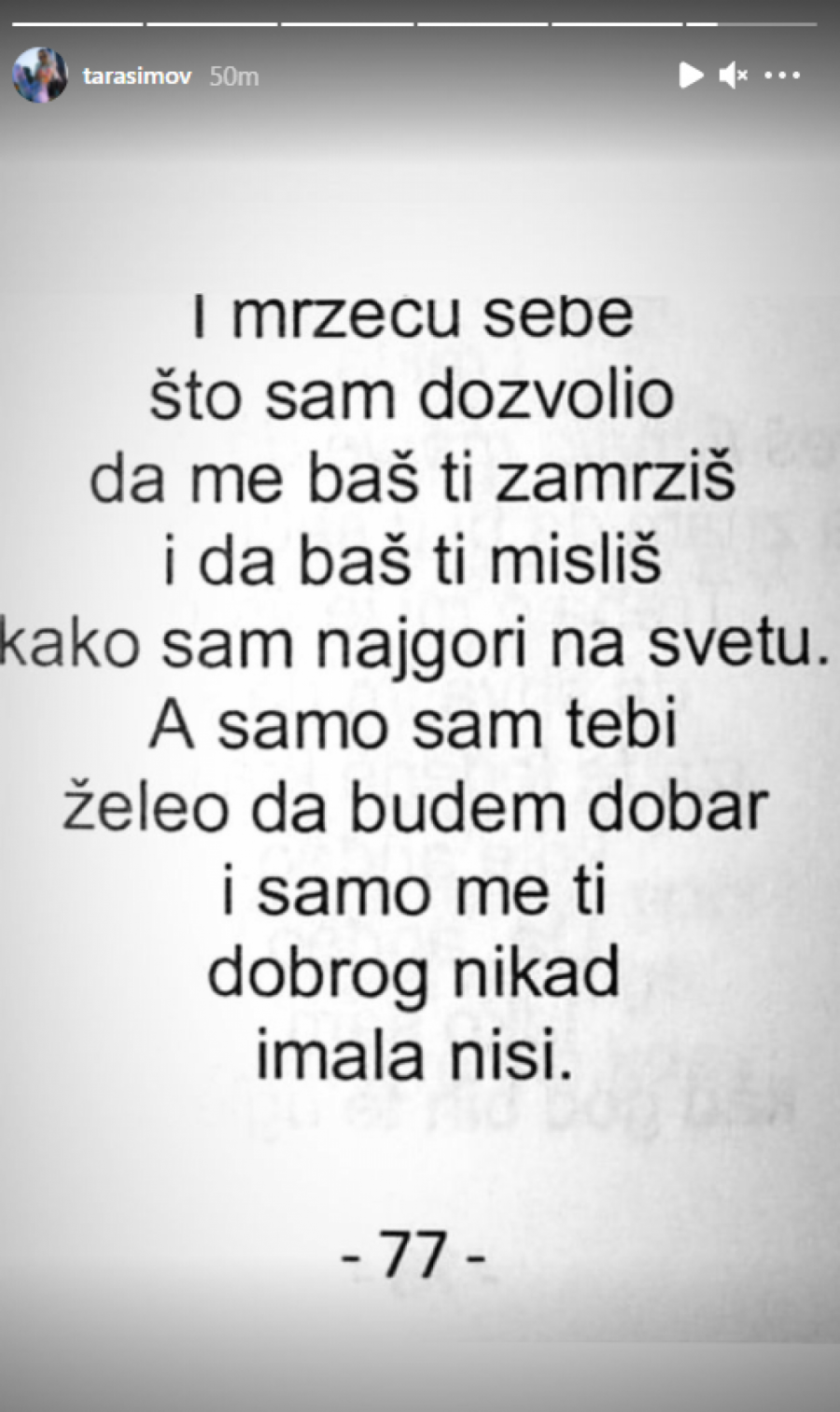 MRZEĆU SEBE ŠTO SAM DOZVOLILA DA ME BAŠ TI ZAMRZIŠ Tara Simov se obratila Nenadu uz poruku koja slama srce, ipak se pokajala?!