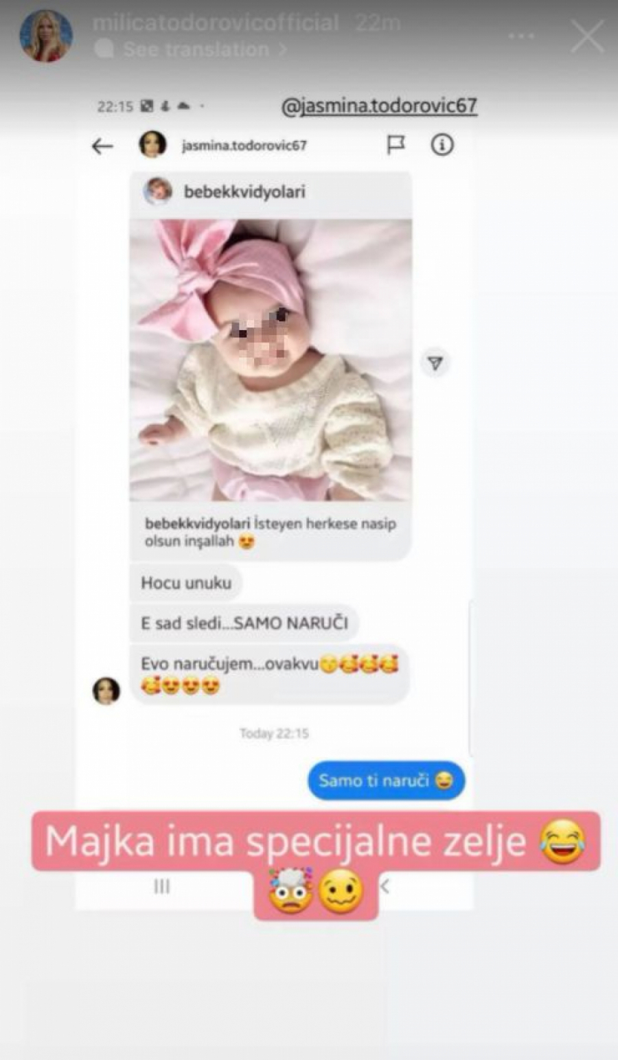 MAMA MILICE TODOROVIĆ NARUČILA UNUČE Pevačica objavila mamin zahtev, pa joj odgovorila još boljom porukom! (FOTO)