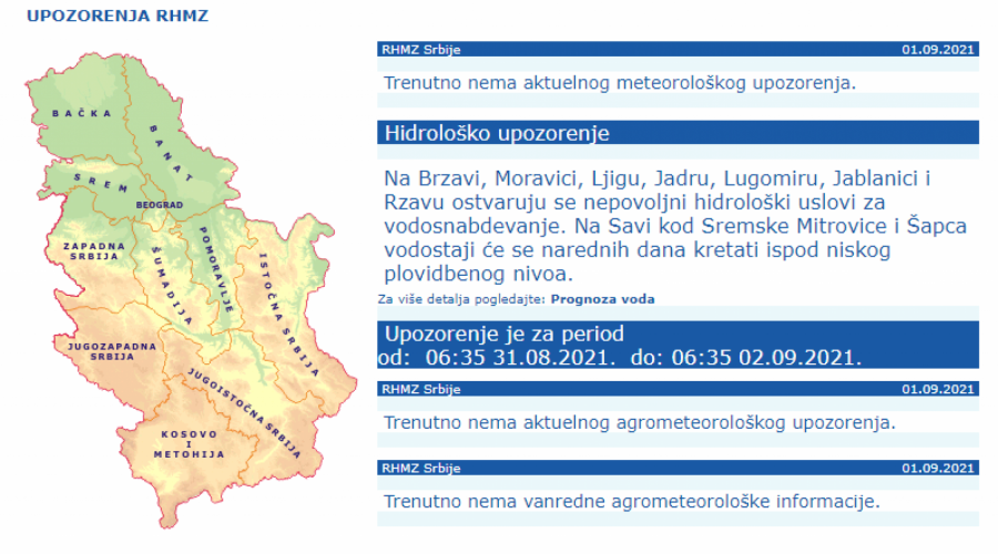 NAJNOVIJA PROGNOZA Upozorenje RHMZ, u narednim satima pljuskovi u ovim delovima Srbije!