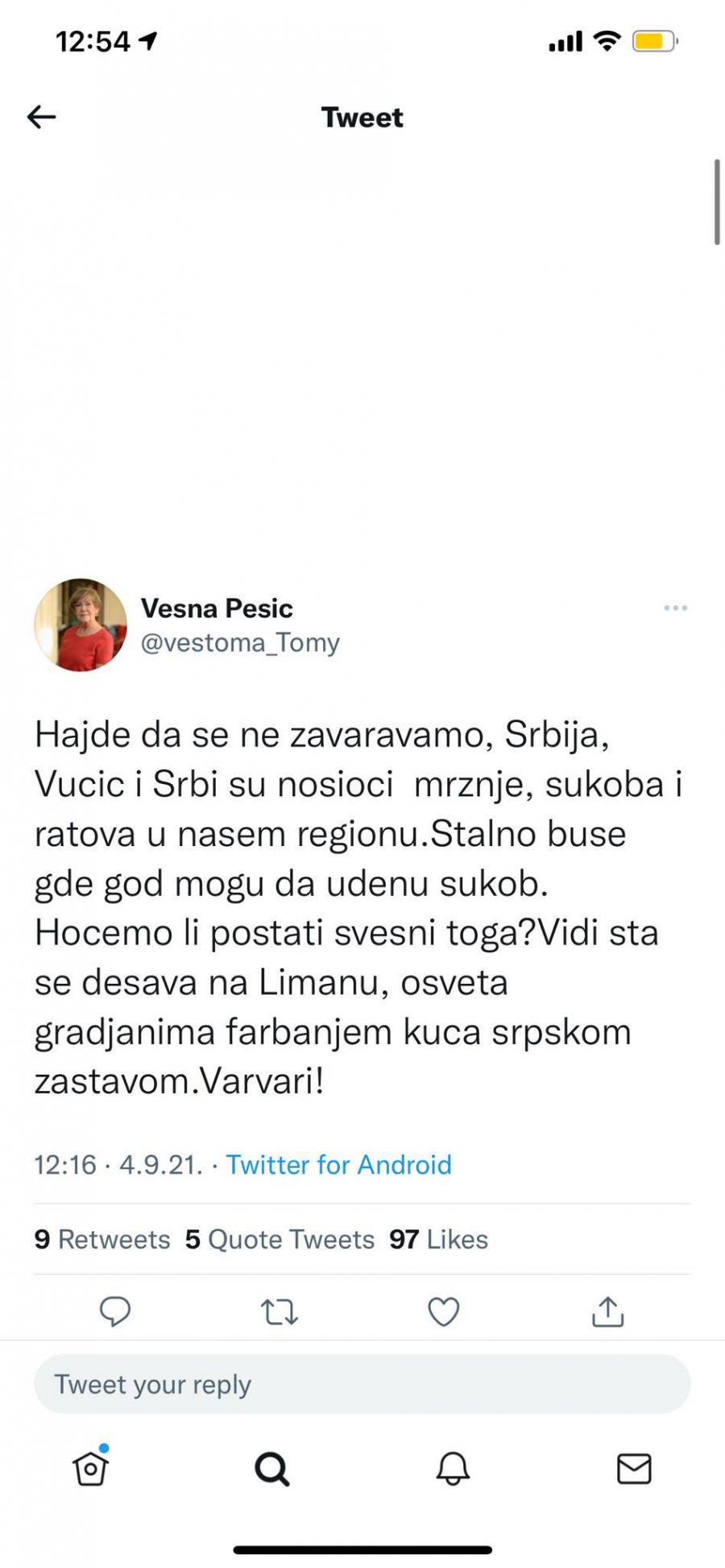 MARINIKINA SIMPATIZERKA PONOVO NAPADA Vesna Pešić: Srbi, Srbija i Vučić su zlo, varvari, nosioci sukoba i mržnje! (FOTO)