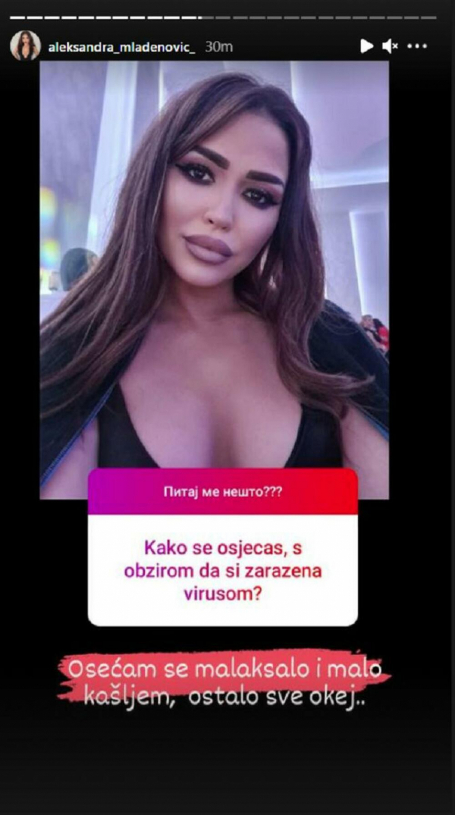 OSEĆAM SE MALAKSALO Pevačica Aleksandra Mladenović ima sve jače simptome korona virusa!
