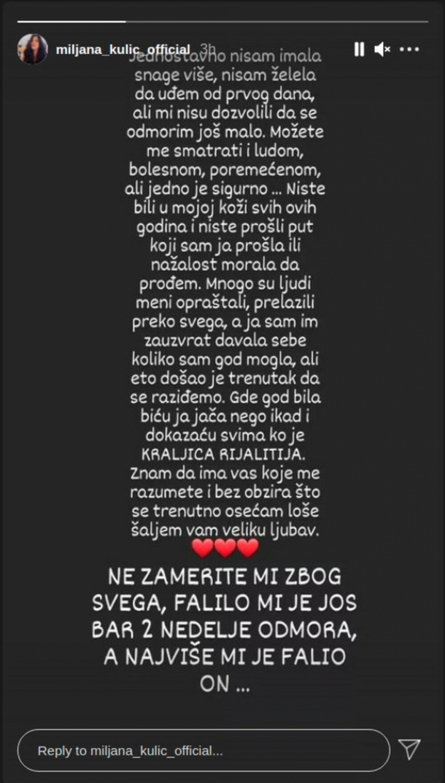OVO SE ČEKALO! Oglasila se Miljana Kulić i otkrila prave razloge diskvalifikacije i užasnog ponašanja, u sve uplela i njega, a spomenula i produkciju!