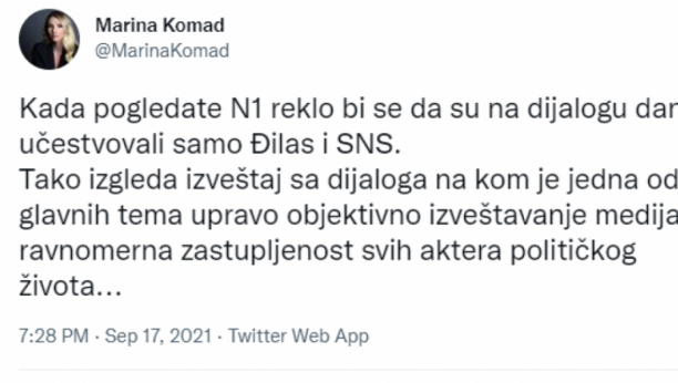 TADIĆEVA PORTPAROLKA UPROPASTILA ĐILASA: Kada pogledate N1 reklo bi se da su na dijalogu danas učestvovali samo on i SNS