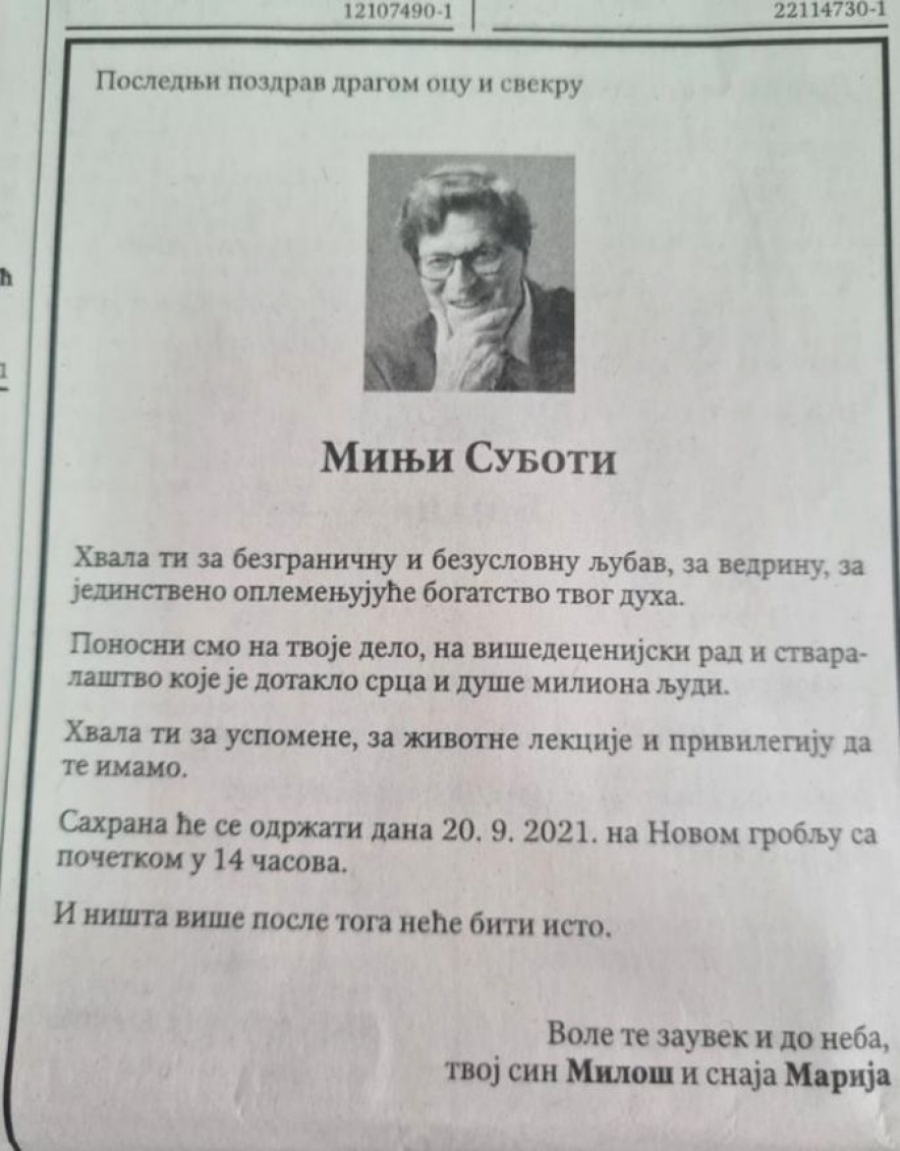 OVO JE SIN MINJE SUBOTE Dao je ocu umrlicu od koje se steže srce!