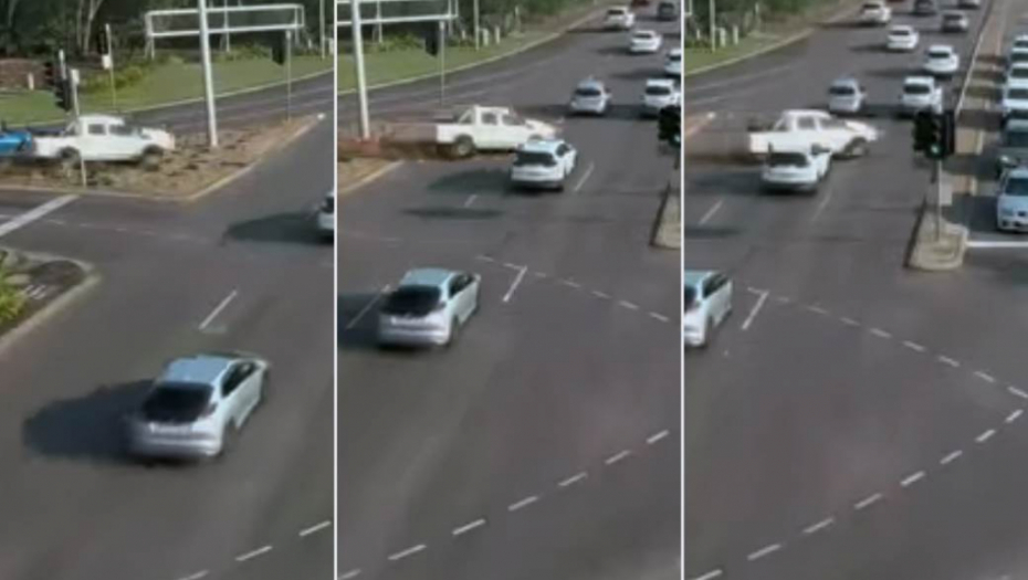 ŠOKANTAN SNIMAK Automobil proleteo kroz raskrsnicu, žena i dete za dlaku izbegli smrt