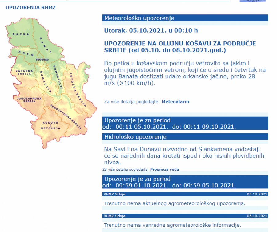 RHMZ IZDAO UPOZORENJE Ove delove Srbije čekaju udari vetra orkanske jačine!