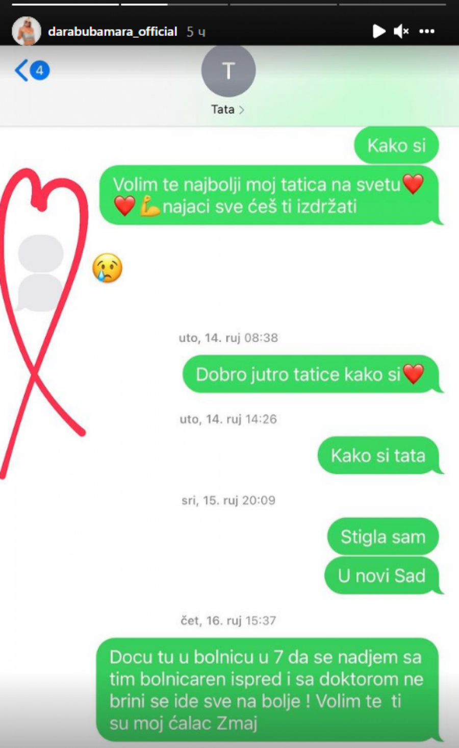 SLOMLJENA NAKON PORODIČNE TRAGEDIJE Dara Bubamara ne može da dođe sebi zbog smrti oca, objavila prepisku sa njim koja kida dušu (FOTO)