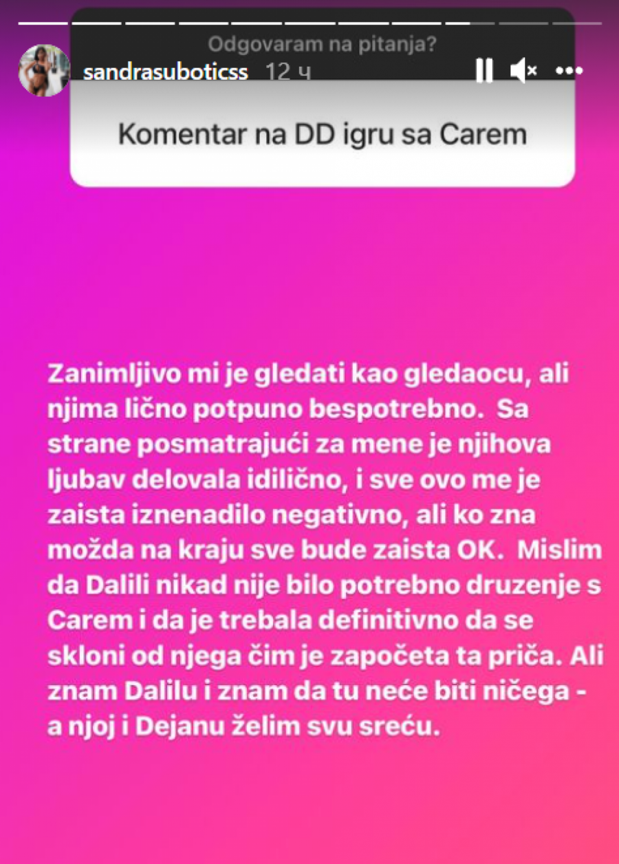 NEGATIVNO ME JE IZNENADILA! Aleksandra Subotić ne može da dođe sebi od šoka nakon Dalilinog ponašanja, odmah se oglasila