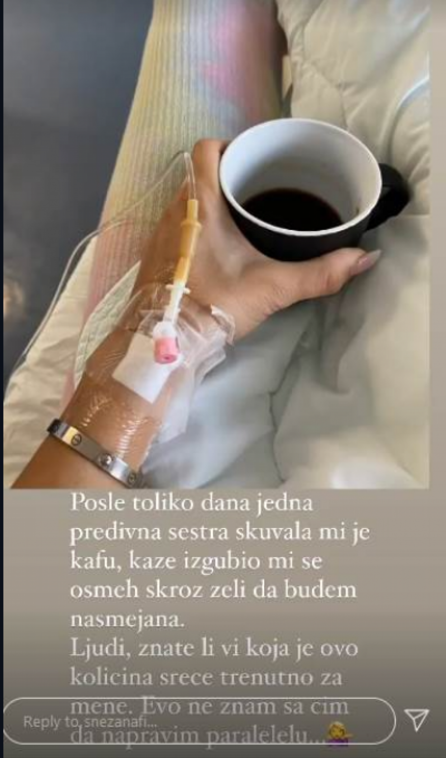 OGLASILA SE SNEŽANA BORJAN IZ BOLNICE: Situaciju u kojoj sam životno ugrožena posmatram kao borbu