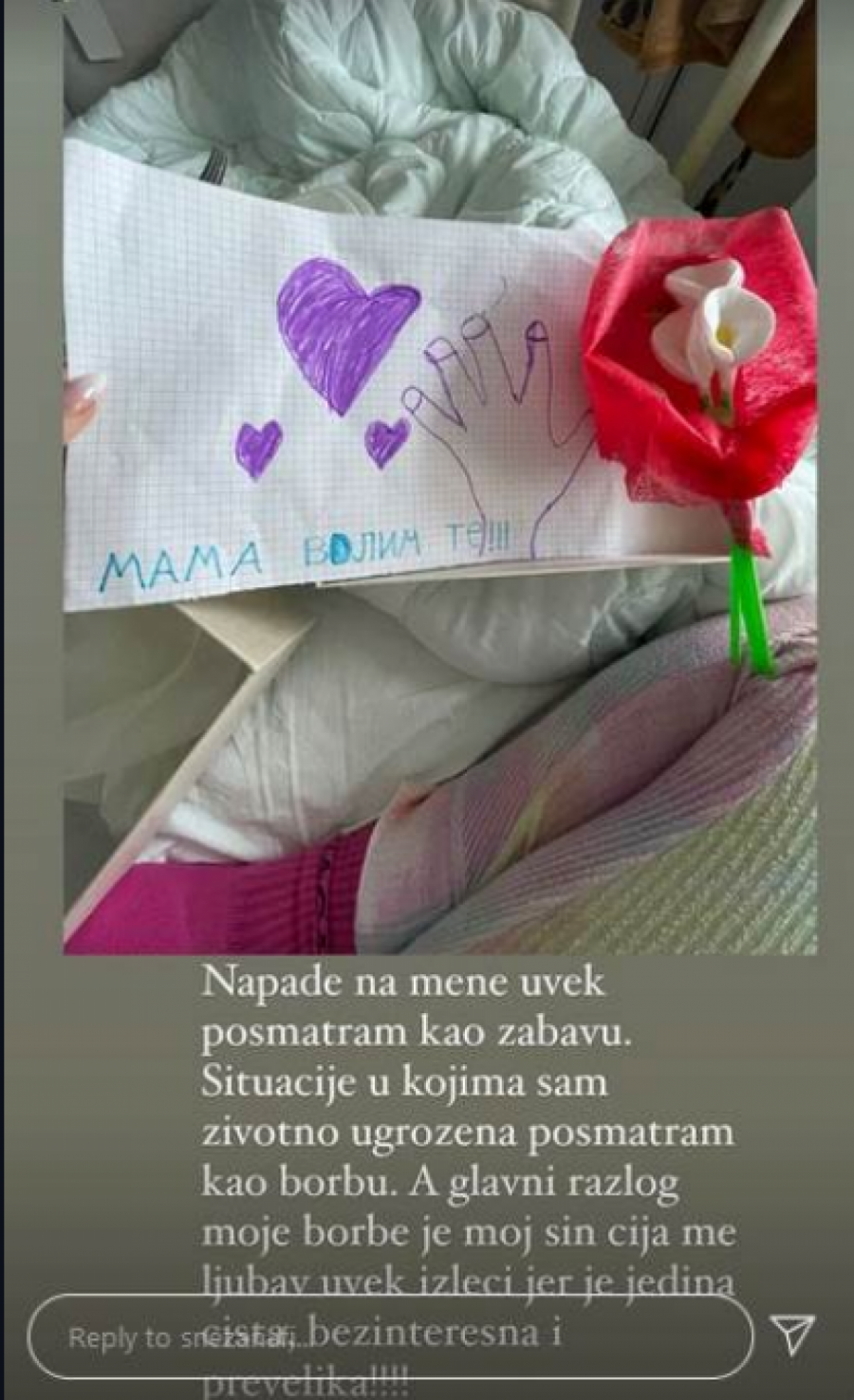 OGLASILA SE SNEŽANA BORJAN IZ BOLNICE: Situaciju u kojoj sam životno ugrožena posmatram kao borbu