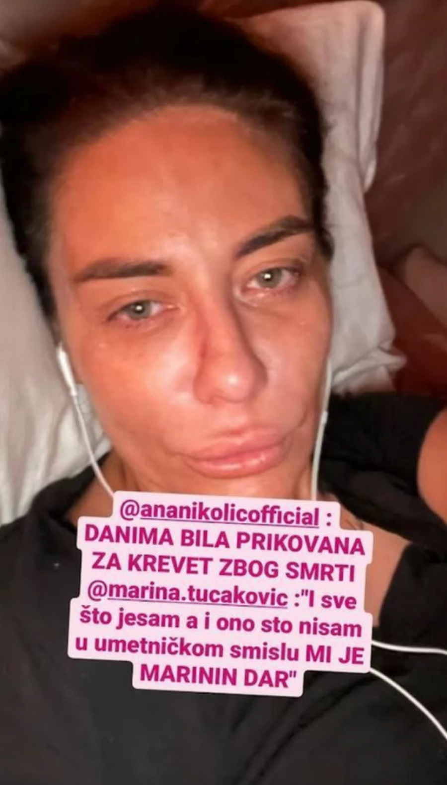 ANA NIKOLIĆ OBJAVILA POTRESNU FOTOGRAFIJU Pevačica pokazala u kakvom stanju se nalazi, danima prikovana za krevet zbog Marinine smrti! (FOTO)