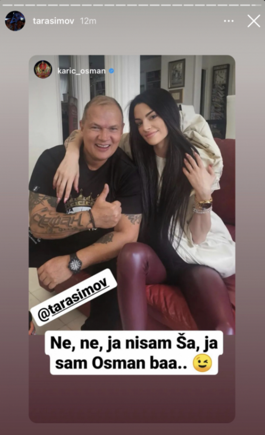OSMAN OBJAVIO FOTKU S TAROM, PA ISPROZIVAO ŠA Karić zagrlio Simovu, a o njegovom komentaru bruje drštvene mreže!