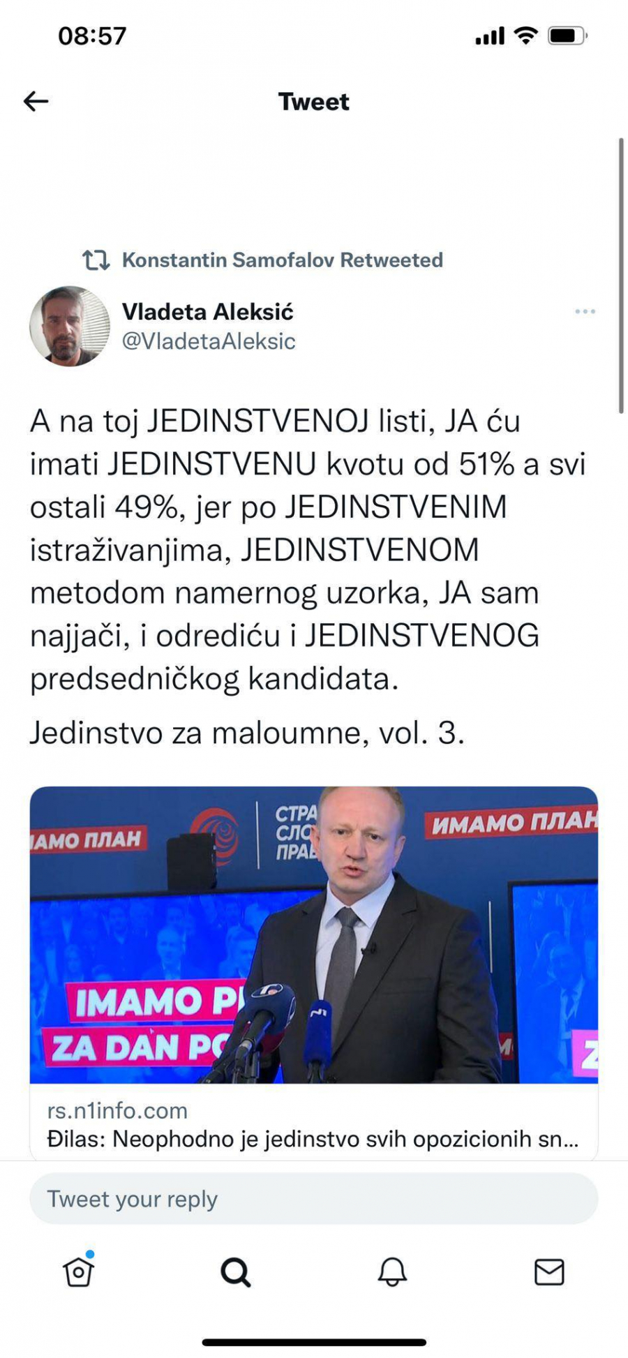 EVO ŠTA TADIĆ MISLI O ĐILASU Lažnim istraživanjima namećeš nam svoje jedinstvo za maloumne! (FOTO)